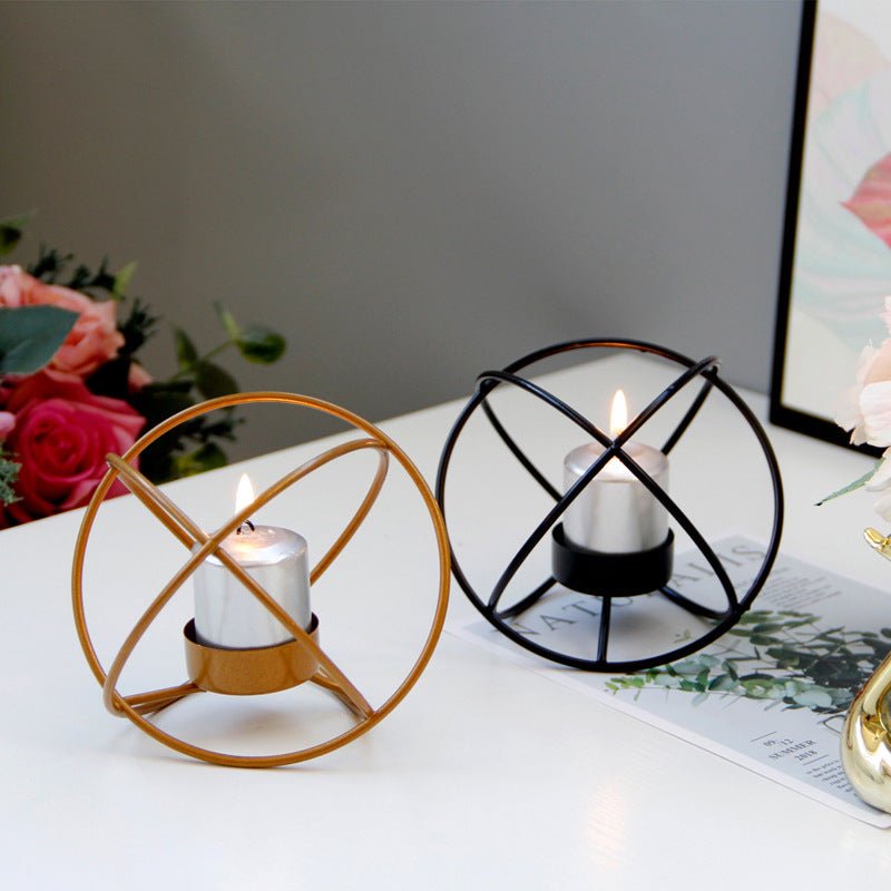 Spherical Iron Candle Holder – Black